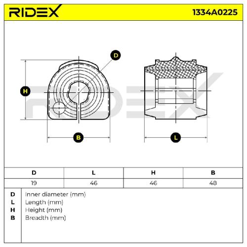 RIDEX 1334A0225 Stabilisatorlager Gummilager Lagerung Hinten für FORD Bild RIDEX 1334A0225 Stabilisatorlager Gummilager Lagerung Hinten für FORD
