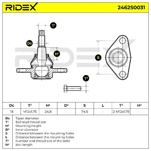 RIDEX 2462S0031 Traggelenk Führungsgelenk Vorne für VOLVO 940 II Kombi (945) Bild RIDEX 2462S0031 Traggelenk Führungsgelenk Vorne für VOLVO 940 II Kombi (945)