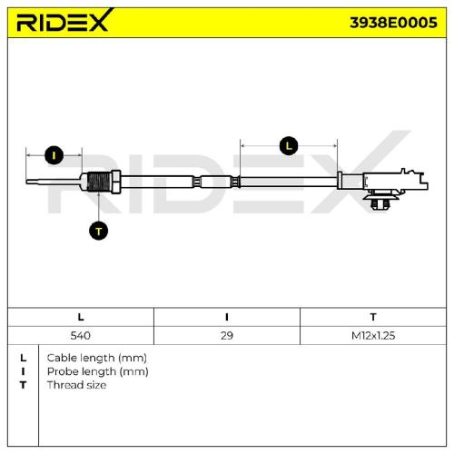 RIDEX 3938E0005 Abgastemperatursensor 2-Polig vor Abgasturbolader für NISSAN Bild RIDEX 3938E0005 Abgastemperatursensor 2-Polig vor Abgasturbolader für NISSAN