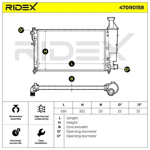 RIDEX 470R0158 Motorkühler / Wasserkühler passend für PEUGEOT 106 II Schrägheck Bild RIDEX 470R0158 Motorkühler / Wasserkühler passend für PEUGEOT 106 II Schrägheck