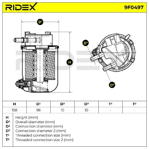RIDEX 9F0497 Kraftstofffilter Line Filter für NISSAN Qashqai II (J11, J11) Bild RIDEX 9F0497 Kraftstofffilter Line Filter für NISSAN Qashqai II (J11, J11)
