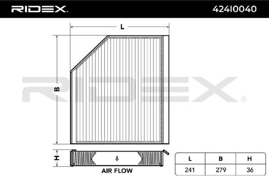 RIDEX 424I0040 Innenraumfilter Pollenfilter Aktivkohlefilter Höhe: 36 Breite: Bild RIDEX 424I0040 Innenraumfilter Pollenfilter Aktivkohlefilter Höhe: 36 Breite:
