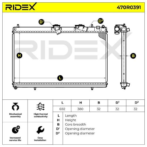 RIDEX 470R0391 Motorkühler / Wasserkühler für CITROËN C5 III Kombi (RW) 1330P1 Bild RIDEX 470R0391 Motorkühler / Wasserkühler für CITROËN C5 III Kombi (RW) 1330P1