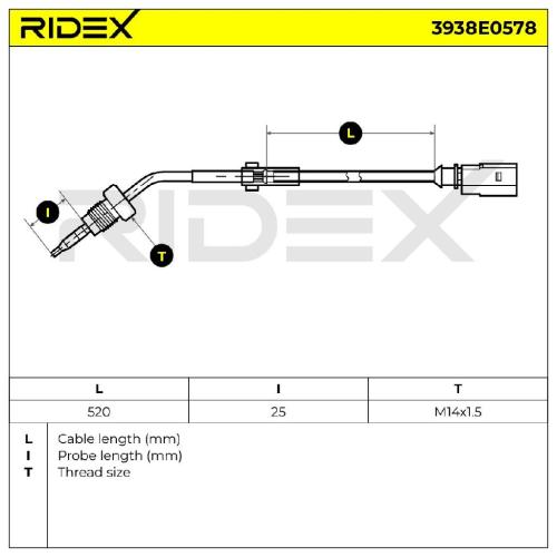 RIDEX 3938E0578 Abgastemperatursensor 2-Polig für VW Golf 5II Schrägheck Bild RIDEX 3938E0578 Abgastemperatursensor 2-Polig für VW Golf 5II Schrägheck