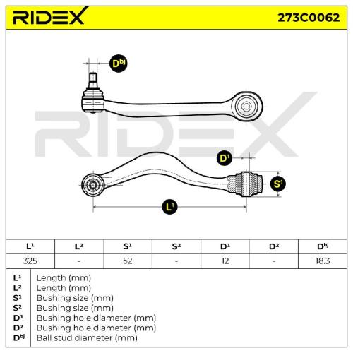 RIDEX 273C0062 Lenker Radaufhängung Querlenker Front für BMW 5 Limousine (E34) Bild RIDEX 273C0062 Lenker Radaufhängung Querlenker Front für BMW 5 Limousine (E34)