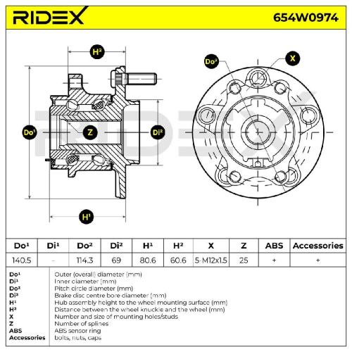 RIDEX 654W0974 Radlagersatz pro 1 Rad Hinten links rechts Schrägkugellager Bild RIDEX 654W0974 Radlagersatz pro 1 Rad Hinten links rechts Schrägkugellager