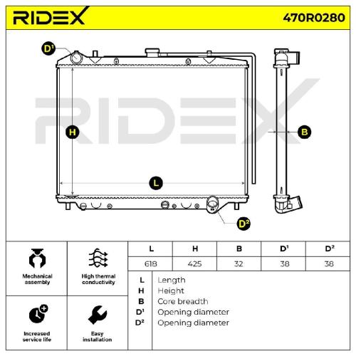 RIDEX 470R0280 Motorkühler / Wasserkühler für OPEL Frontera B SUV (U99) 97179153 Bild RIDEX 470R0280 Motorkühler / Wasserkühler für OPEL Frontera B SUV (U99) 97179153