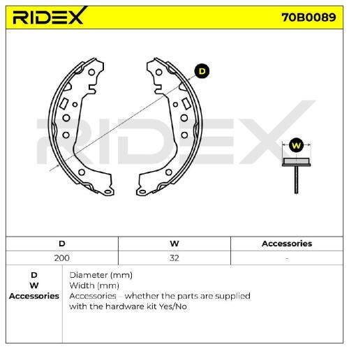 RIDEX Bremsbacken Satz für Trommelbremse Hinten ohne Handbremshebel für TOYOTA Bild RIDEX Bremsbacken Satz für Trommelbremse Hinten ohne Handbremshebel für TOYOTA