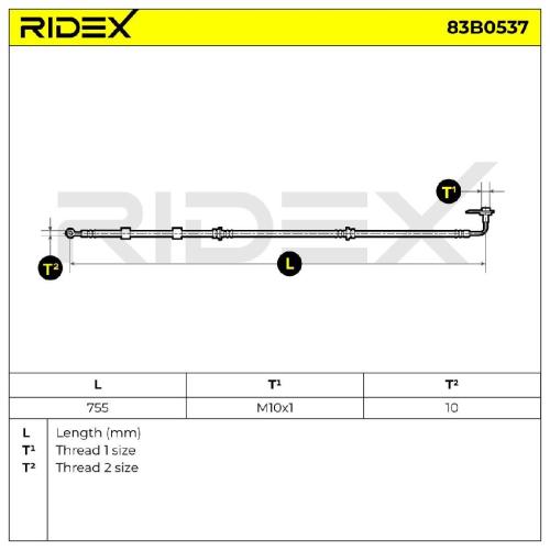 RIDEX Bremsschlauch 83B0537 VORNE rechts BREMSSCHLÄUCHE Länge: 780mm ohne Bild RIDEX Bremsschlauch 83B0537 VORNE rechts BREMSSCHLÄUCHE Länge: 780mm ohne