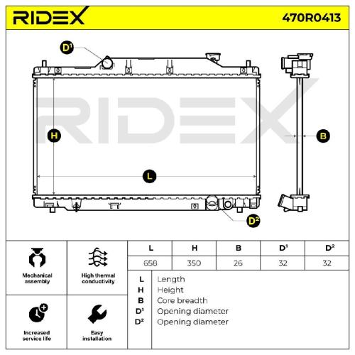 RIDEX 470R0413 Motorkühler / Wasserkühler für HONDA CIVIC VII Hatchback Bild RIDEX 470R0413 Motorkühler / Wasserkühler für HONDA CIVIC VII Hatchback