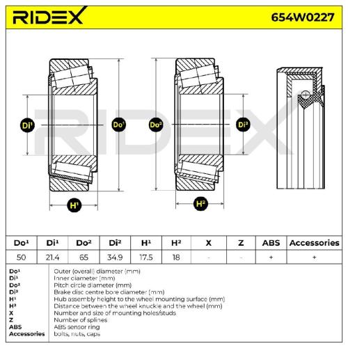 RIDEX 654W0227 Radlagersatz pro 1 Rad Vorne beidseitig passend für MERCEDES-BENZ Bild RIDEX 654W0227 Radlagersatz pro 1 Rad Vorne beidseitig passend für MERCEDES-BENZ