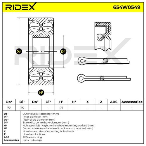 RIDEX 654W0549 Radlagersatz pro 1 Rad Vorne beidseitig für CITROËN 2CV Limousine Bild RIDEX 654W0549 Radlagersatz pro 1 Rad Vorne beidseitig für CITROËN 2CV Limousine