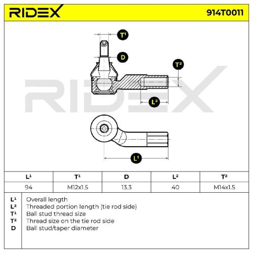 RIDEX Spurstangenkopf Traggelenk M12X1.5 M12x1.5 914T0011 für VW POLO (9N) Bild RIDEX Spurstangenkopf Traggelenk M12X1.5 M12x1.5 914T0011 für VW POLO (9N)