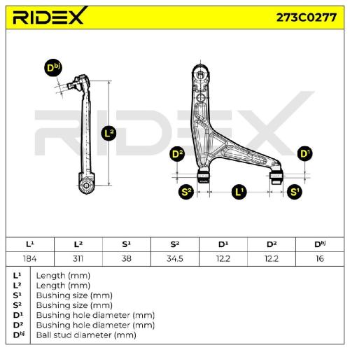 RIDEX 273C0277 Lenker Radaufhängung Längslenker Front rechts passend für PEUGEOT Bild RIDEX 273C0277 Lenker Radaufhängung Längslenker Front rechts passend für PEUGEOT