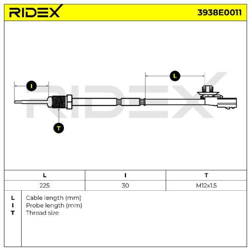 RIDEX 3938E0011 Abgastemperatursensor 2-Polig vor Abgasturbolader für NISSAN Bild RIDEX 3938E0011 Abgastemperatursensor 2-Polig vor Abgasturbolader für NISSAN