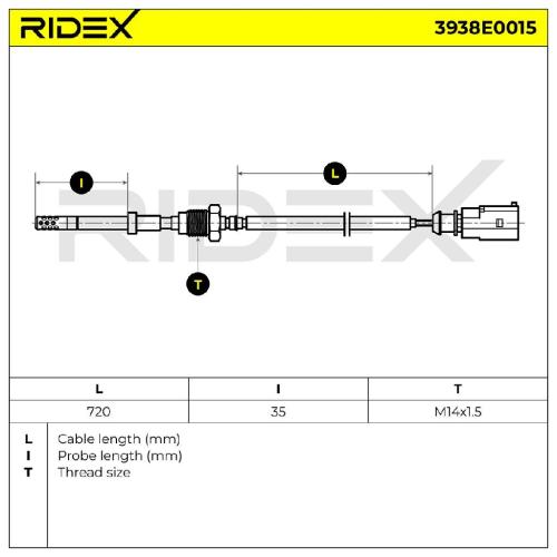 RIDEX 3938E0015 Abgastemperatursensor 2-Polig für VW Golf 5I (5K1) 3L906088CC Bild RIDEX 3938E0015 Abgastemperatursensor 2-Polig für VW Golf 5I (5K1) 3L906088CC