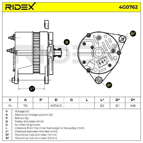 RIDEX 4G0762 Lichtmaschine 70A 12V Drehrichtung im Uhrzeigersinn ohne für FORD Bild RIDEX 4G0762 Lichtmaschine 70A 12V Drehrichtung im Uhrzeigersinn ohne für FORD
