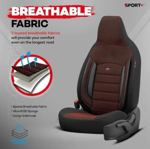 Otom OTOMSPTPLS103CTY Universal Sitzschonbezug Vorne und Hinten Satz Schwarz Rot Bild Otom OTOMSPTPLS103CTY Universal Sitzschonbezug Vorne und Hinten Satz Schwarz Rot
