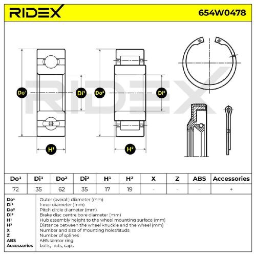 RIDEX 654W0478 Radlagersatz pro 1 Rad Hinten beidseitig Wälzlager für VW Bild RIDEX 654W0478 Radlagersatz pro 1 Rad Hinten beidseitig Wälzlager für VW