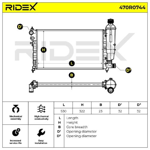 RIDEX 470R0744 Motorkühler / Wasserkühler passend für PEUGEOT 106 II Schrägheck Bild RIDEX 470R0744 Motorkühler / Wasserkühler passend für PEUGEOT 106 II Schrägheck