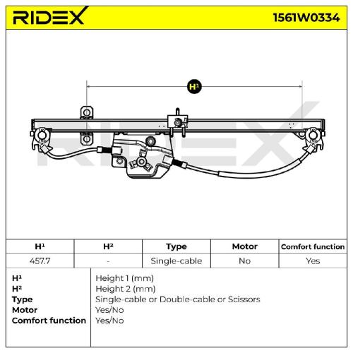 RIDEX 1561W0334 Fensterheber Vorne Elektrisch ohne Elektromotor für FIAT Bild RIDEX 1561W0334 Fensterheber Vorne Elektrisch ohne Elektromotor für FIAT