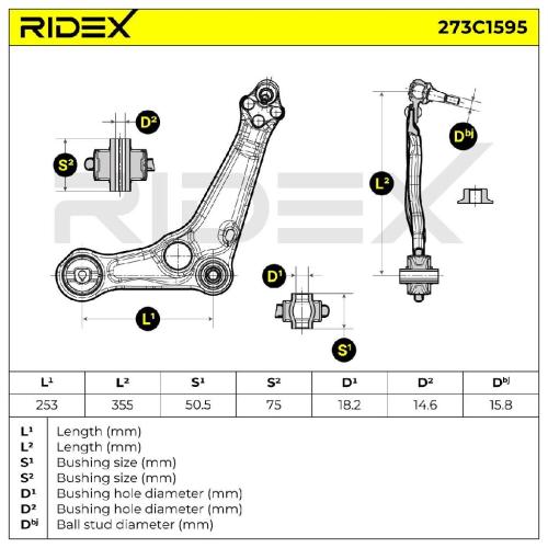 RIDEX 273C1595 Lenker Radaufhängung Querlenker Front links für RENAULT Espace 5 Bild RIDEX 273C1595 Lenker Radaufhängung Querlenker Front links für RENAULT Espace 5