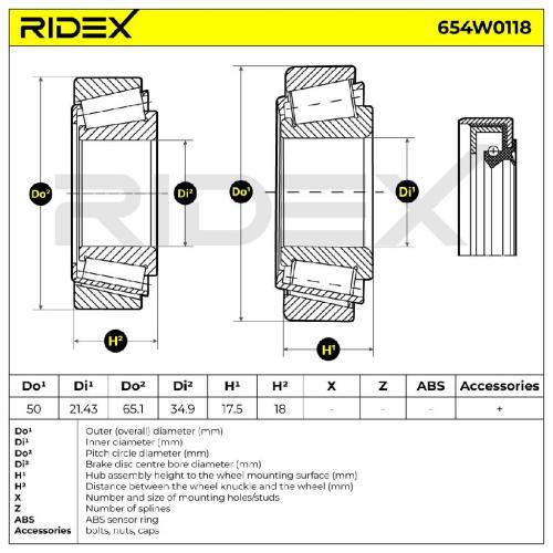 RIDEX 654W0118 Radlagersatz pro 1 Rad Vorne beidseitig passend für MERCEDES-BENZ Bild RIDEX 654W0118 Radlagersatz pro 1 Rad Vorne beidseitig passend für MERCEDES-BENZ