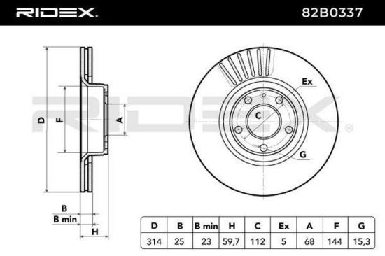 RIDEX 82B0337 2x Bremsscheiben Vorne Ø313,8mm Belüftet für AUDI A6 Avant Bild RIDEX 82B0337 2x Bremsscheiben Vorne Ø313,8mm Belüftet für AUDI A6 Avant