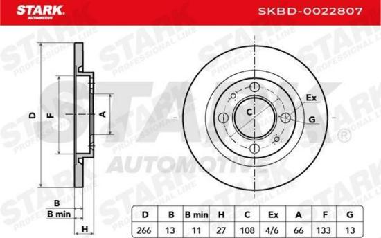 STARK SKBD-0022807 2x Bremsscheiben Vorne Ø266mm voll für CITROËN Bild STARK SKBD-0022807 2x Bremsscheiben Vorne Ø266mm voll für CITROËN