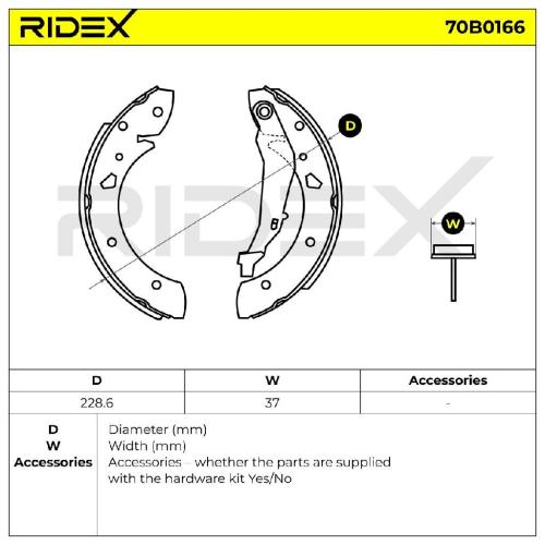 RIDEX Bremsbacken Satz für Trommelbremse Hinten mit Hebel für TOYOTA 70B0166 Bild RIDEX Bremsbacken Satz für Trommelbremse Hinten mit Hebel für TOYOTA 70B0166