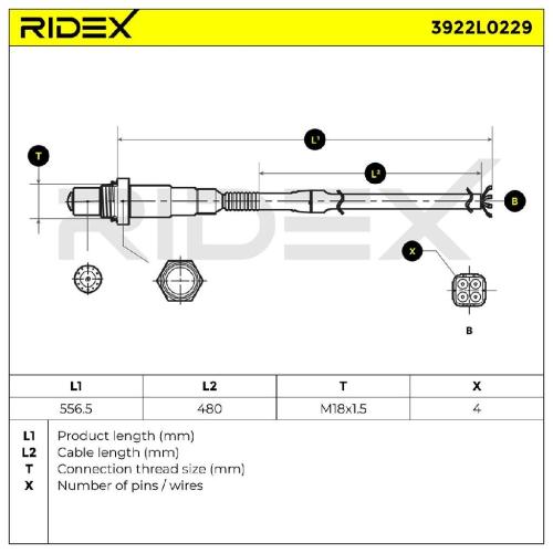 RIDEX 3922L0229 Lambdasonde Oxygen O2 Sensor Beheizt für VW Golf 1V Schrägheck Bild RIDEX 3922L0229 Lambdasonde Oxygen O2 Sensor Beheizt für VW Golf 1V Schrägheck