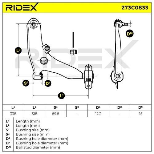 RIDEX 273C0833 Lenker Radaufhängung Querlenker Front rechts für MITSUBISHI Bild RIDEX 273C0833 Lenker Radaufhängung Querlenker Front rechts für MITSUBISHI