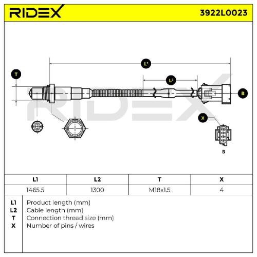 RIDEX 3922L0023 Lambdasonde Oxygen O2 Sensor Beheizt für VOLVO V70 II (285) Bild RIDEX 3922L0023 Lambdasonde Oxygen O2 Sensor Beheizt für VOLVO V70 II (285)