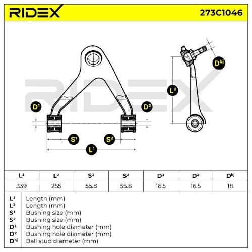 RIDEX 273C1046 Lenker Radaufhängung Querlenker Front links für IVECO 500379801 Bild RIDEX 273C1046 Lenker Radaufhängung Querlenker Front links für IVECO 500379801