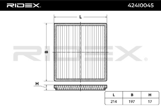 RIDEX 424I0045 Innenraumfilter Pollenfilter Aktivkohlefilter Höhe: 18 Breite: Bild RIDEX 424I0045 Innenraumfilter Pollenfilter Aktivkohlefilter Höhe: 18 Breite: