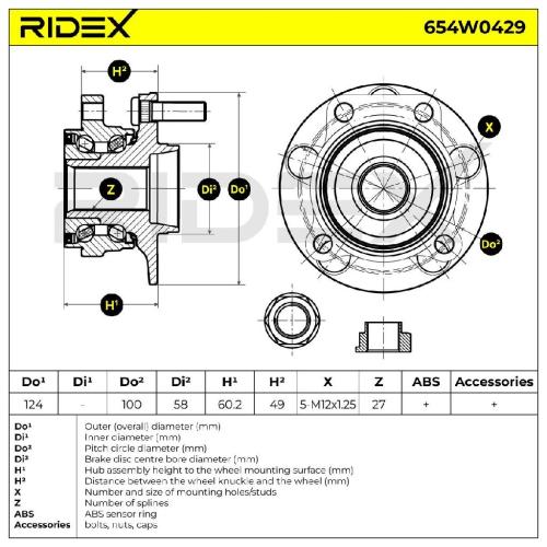 RIDEX 654W0429 Radlagersatz pro 1 Rad Vorne beidseitig für SUBARU FORESTER (SH) Bild RIDEX 654W0429 Radlagersatz pro 1 Rad Vorne beidseitig für SUBARU FORESTER (SH)