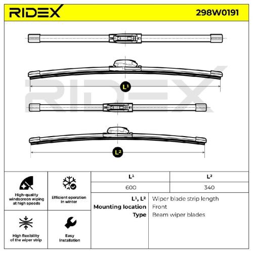 RIDEX Scheibenwischer Satz Wischerblätter Satz mit Spoiler Vorne Länge 1: 600mm Bild RIDEX Scheibenwischer Satz Wischerblätter Satz mit Spoiler Vorne Länge 1: 600mm