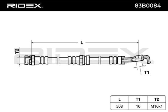 RIDEX Bremsschlauch 83B0084 HINTEN beidseitig BREMSSCHLÄUCHE Länge: 508mm Bild RIDEX Bremsschlauch 83B0084 HINTEN beidseitig BREMSSCHLÄUCHE Länge: 508mm