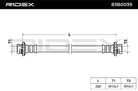 RIDEX Bremsschlauch 83B0039 HINTEN rechts HINTEN links BREMSSCHLÄUCHE Länge: Bild RIDEX Bremsschlauch 83B0039 HINTEN rechts HINTEN links BREMSSCHLÄUCHE Länge: