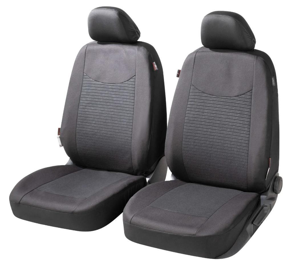 WALSER 11858 Universal Sitzschonbezug Vorne Paar Polyester Schwarz für VW