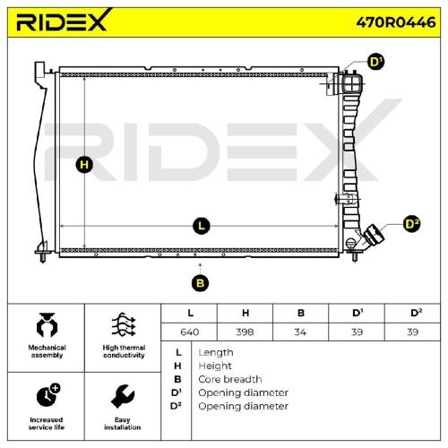 RIDEX 470R0446 Motorkühler / Wasserkühler passend für PEUGEOT 406 (8B) 1301SG Bild RIDEX 470R0446 Motorkühler / Wasserkühler passend für PEUGEOT 406 (8B) 1301SG