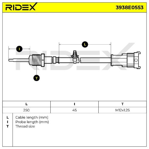 RIDEX 3938E0553 Abgastemperatursensor 2-Polig für HYUNDAI i20 (PB, PBT) Bild RIDEX 3938E0553 Abgastemperatursensor 2-Polig für HYUNDAI i20 (PB, PBT)