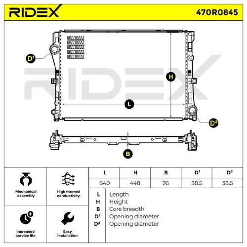RIDEX 470R0845 Motorkühler / Wasserkühler passend für MERCEDES-BENZ A0995007303 Bild RIDEX 470R0845 Motorkühler / Wasserkühler passend für MERCEDES-BENZ A0995007303