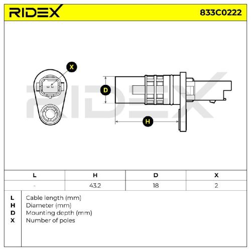 RIDEX Kurbelwellensensor 833C0222 Induktivsensor mit Dichtring ohne Kabel Bild RIDEX Kurbelwellensensor 833C0222 Induktivsensor mit Dichtring ohne Kabel