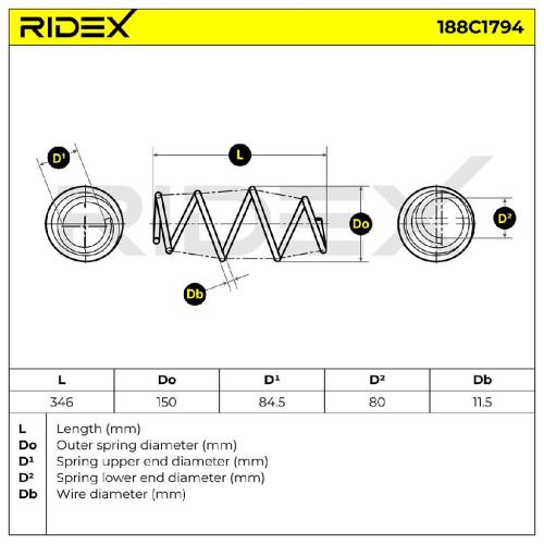 RIDEX 188C1794 2x Federn Fahrwerksfedern Vorne für RENAULT 540103930R Bild RIDEX 188C1794 2x Federn Fahrwerksfedern Vorne für RENAULT 540103930R