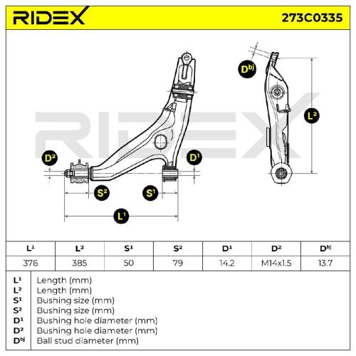 RIDEX 273C0335 Lenker Radaufhängung Querlenker Front links für HONDA 51360S04G10 Bild RIDEX 273C0335 Lenker Radaufhängung Querlenker Front links für HONDA 51360S04G10