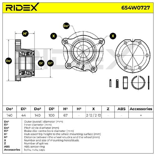 RIDEX 654W0727 Radlagersatz pro 1 Rad Hinten rechts für TOYOTA LAND CRUISER Bild RIDEX 654W0727 Radlagersatz pro 1 Rad Hinten rechts für TOYOTA LAND CRUISER