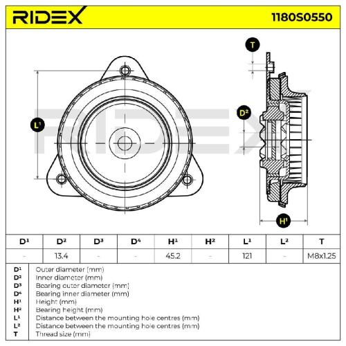 RIDEX 1180S0550 Federbeinstützlager mit Kugellager Vorne für NISSAN Qashqai II Bild RIDEX 1180S0550 Federbeinstützlager mit Kugellager Vorne für NISSAN Qashqai II