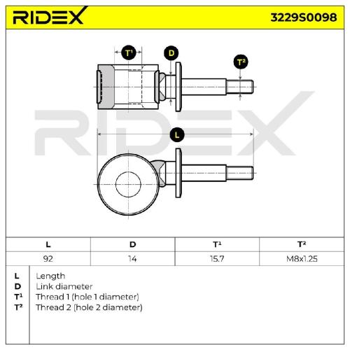 RIDEX 1x Koppelstange Stabilisator Vorne beidseitig für VW Polo Schrägheck (6N1) Bild RIDEX 1x Koppelstange Stabilisator Vorne beidseitig für VW Polo Schrägheck (6N1)