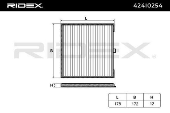 RIDEX 424I0254 Innenraumfilter Pollenfilter Höhe: 13 Breite: 181 Länge: 185 Bild RIDEX 424I0254 Innenraumfilter Pollenfilter Höhe: 13 Breite: 181 Länge: 185